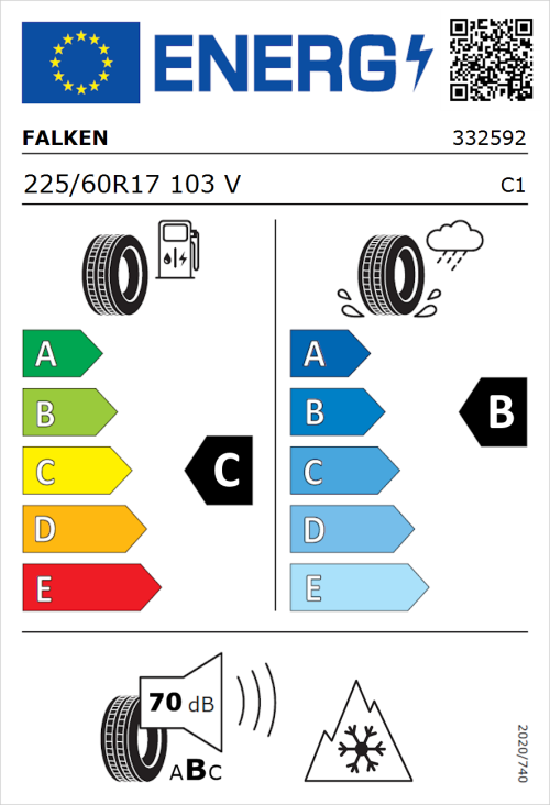 Tyre Label for Falken Euroall Season AS210 225/60R17 103V
