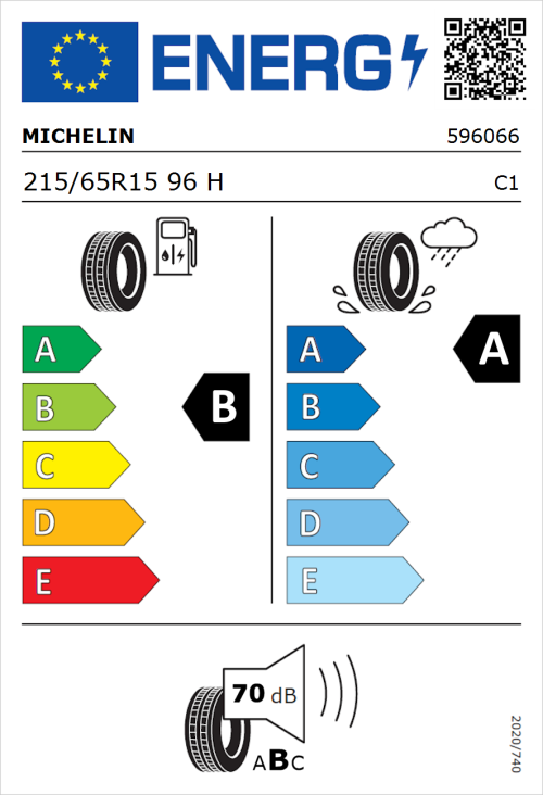 Tyre Label for Michelin Energy Saver+ 215/65R15 96H